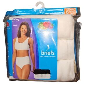 Vintage 2007 NWT Fruit of the Loom‎ Ladies 3 Pack Cotton Brief White Size Medium